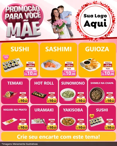 Modelo de Rede Social para Feed Instagram com o tema Promoção Para Você Mãe para Comida japonesa