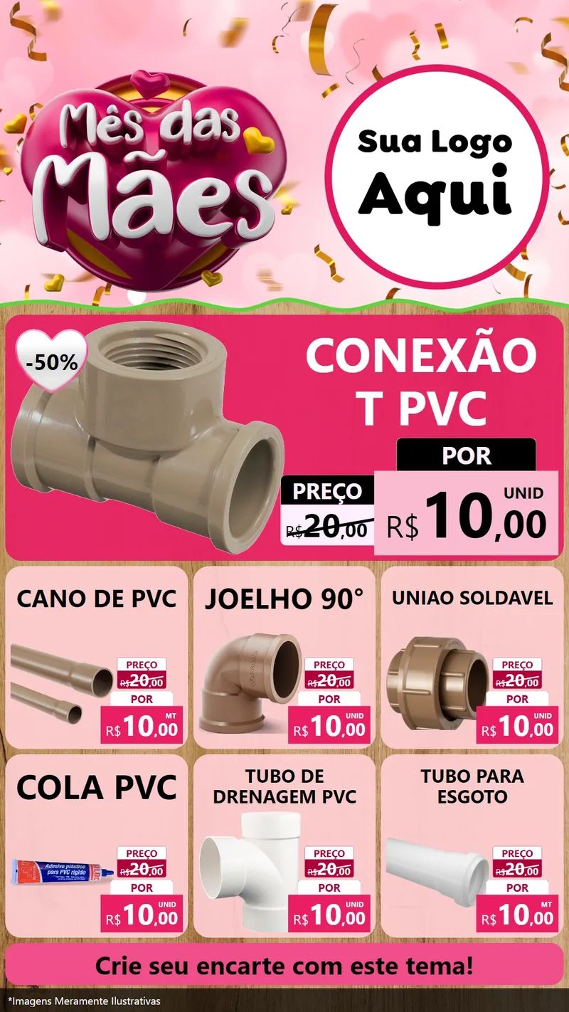 Modelo de Rede Social para Stories com o tema Mês das Mães para Tubos e conexões