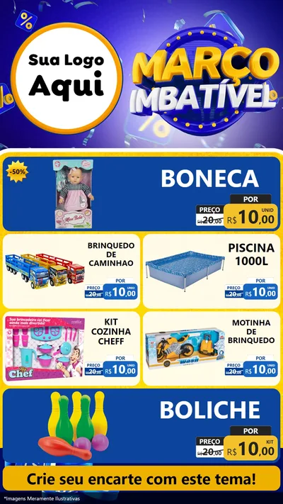 Modelo de TV para TV Vertical com o tema Março Imbatível para Brinquedos