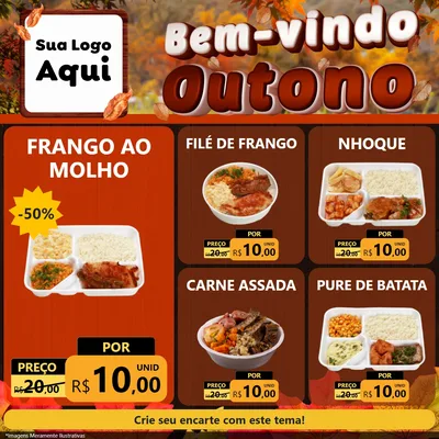 Modelo de Rede Social para Feed Facebook com o tema Bem-vindo Outono para Restaurante