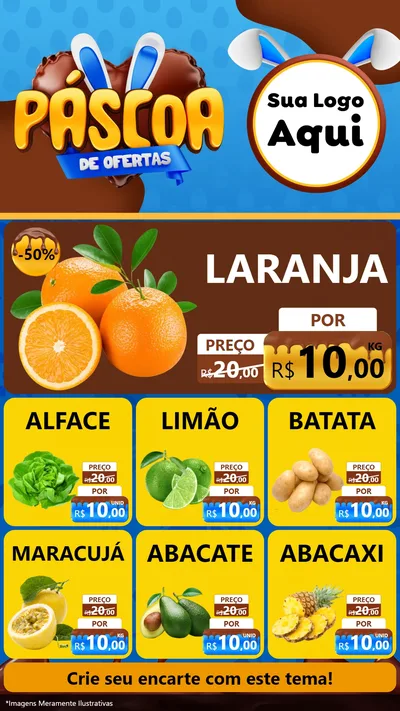 Modelo de Rede Social para Stories com o tema Páscoa de Ofertas para Hortifrúti