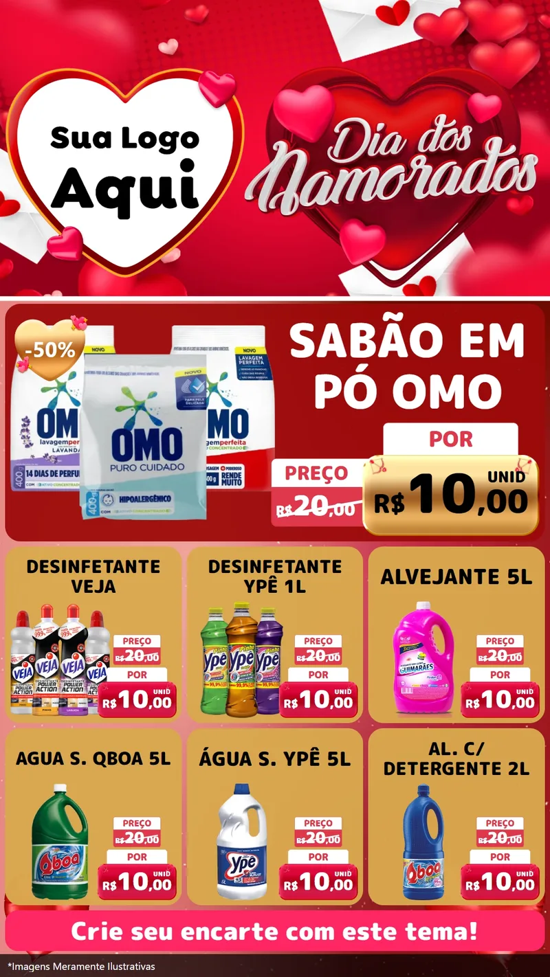 Modelo de Rede Social para Stories com o tema Dia Dos Namorados para Produtos de Limpeza