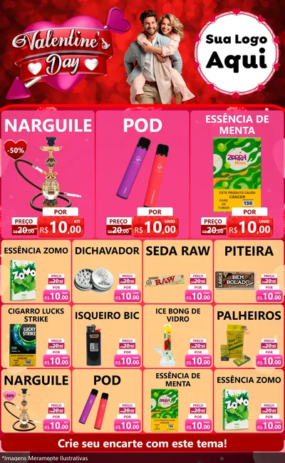 Modelo de Encarte para Encarte Grande com o tema Valentine's Day para Tabacaria