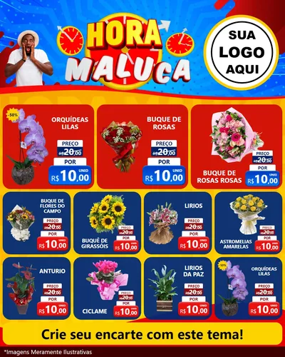 Modelo de Rede Social para Feed Instagram com o tema Hora Maluca para Floricultura e jardim
