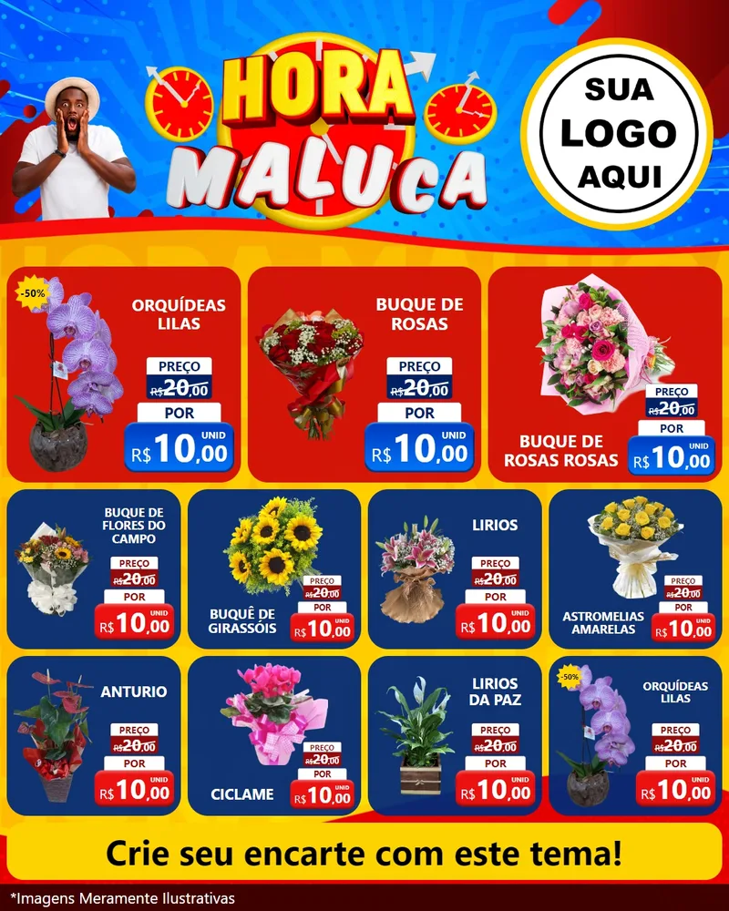 Modelo de Rede Social para Feed Instagram com o tema Hora Maluca para Floricultura e jardim