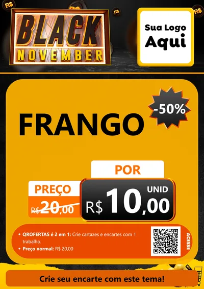 Modelo de Cartaz para Cartaz A4 Vertical com o tema Black November para Assados