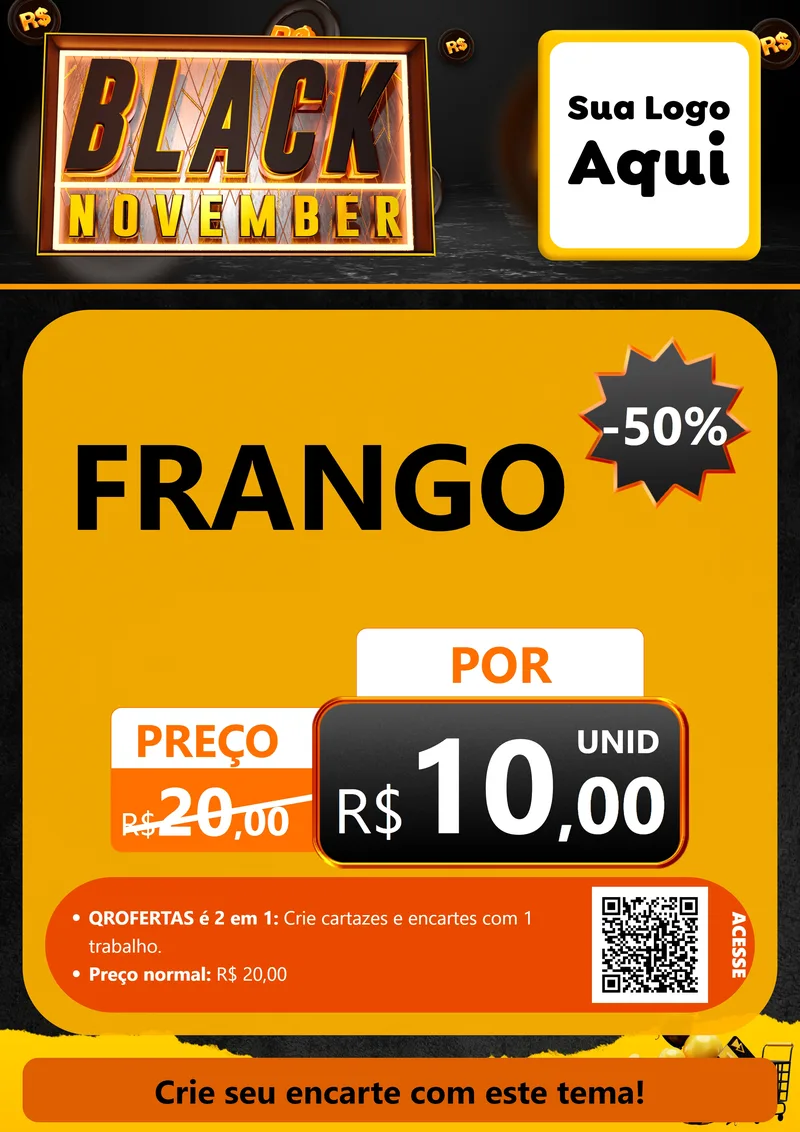 Modelo de Cartaz para Cartaz A4 Vertical com o tema Black November para Assados