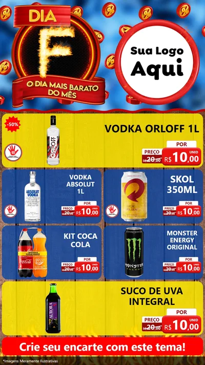 Modelo de TV para TV Vertical com o tema Dia F - O Dia Mais Barato Do Mês para Distribuidora de bebidas