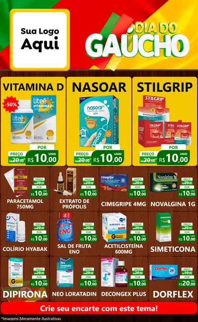 Modelo de Encarte para Encarte Grande com o tema Dia do Gaúcho para Farmácia