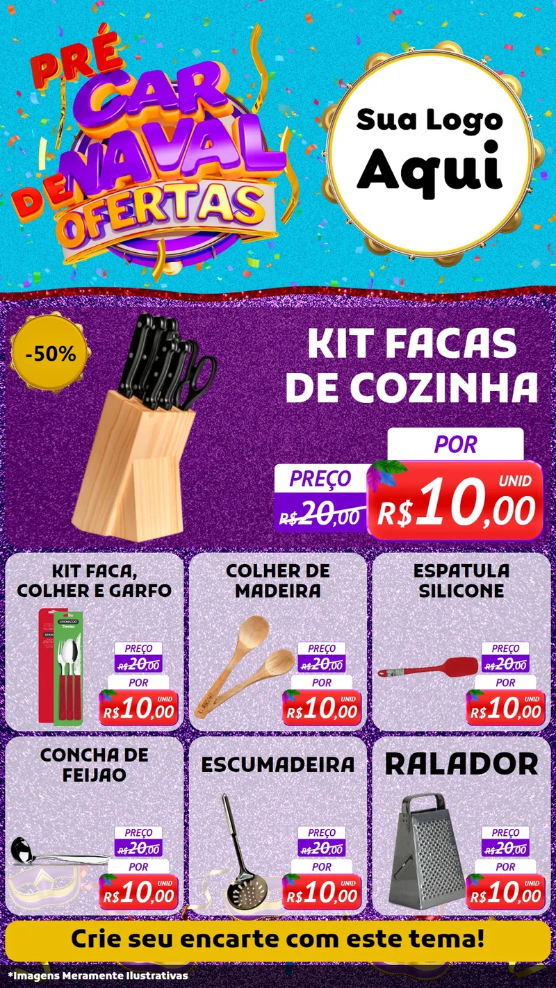 Modelo de Rede Social para Stories com o tema Pré Carnaval de Ofertas para Utilidades Domésticas