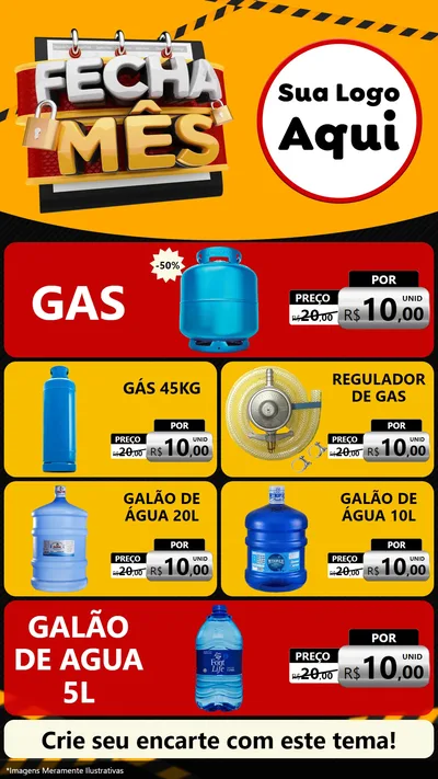 Modelo de TV para TV Vertical com o tema Fecha Mês para Água e gás