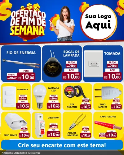 Modelo de Rede Social para Feed Instagram com o tema Ofertaço de Fim de Semana para Materiais Elétricos