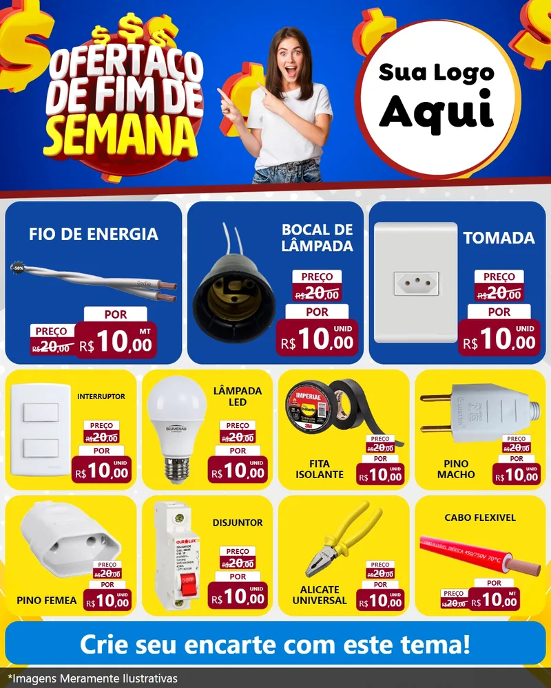 Modelo de Rede Social para Feed Instagram com o tema Ofertaço de Fim de Semana para Materiais Elétricos