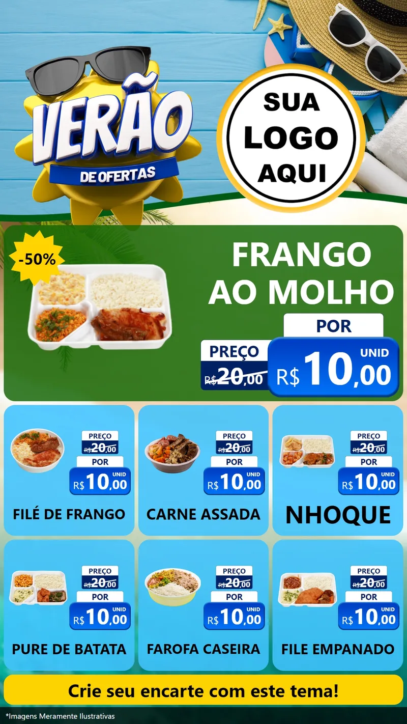 Modelo de Rede Social para Stories com o tema Verão de Ofertas para Restaurante