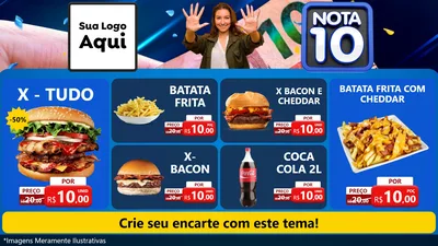 Modelo de TV para TV Horizontal com o tema Nota 10 para Hamburgueria