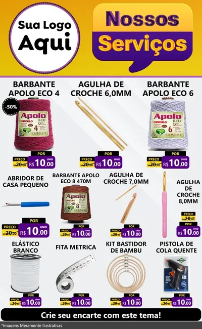 Modelo de Encarte para Encarte Grande com o tema Nossos Serviços para Armarinho e Aviamentos