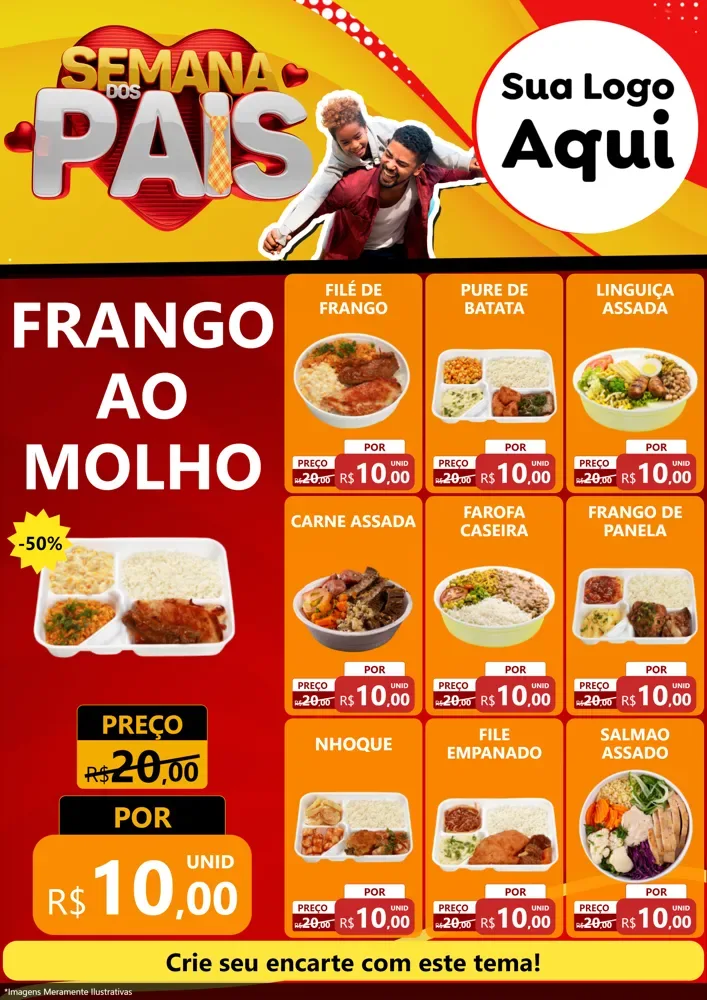 Modelo de Encarte para Encarte A4 Vertical com o tema Semana Dos Pais para Restaurante