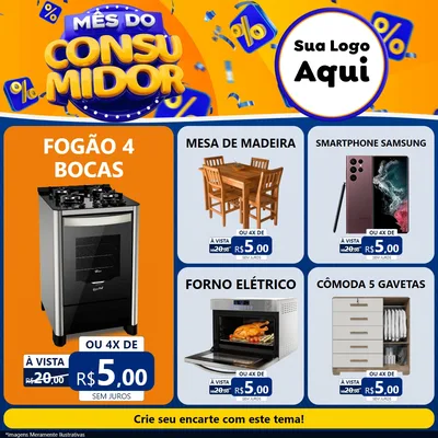 Modelo de Rede Social para Feed Facebook com o tema Mês do Consumidor para Móveis e Eletro