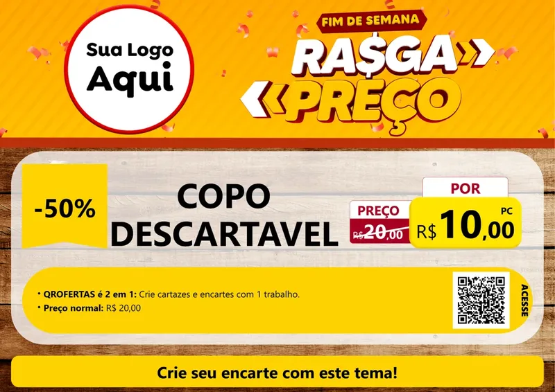 Modelo de Cartaz para Cartaz A4 Horizontal com o tema Fim de Semana Rasga Preços para Embalagens
