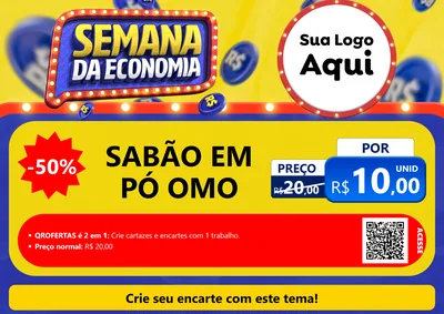 Modelo de Cartaz para Cartaz A4 Horizontal com o tema Semana da Economia para Produtos de Limpeza