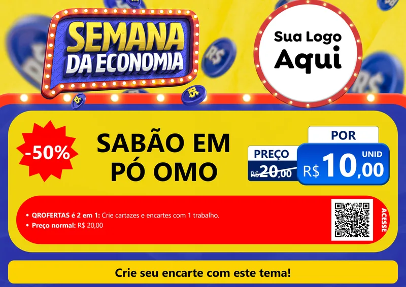 Modelo de Cartaz para Cartaz A4 Horizontal com o tema Semana da Economia para Produtos de Limpeza