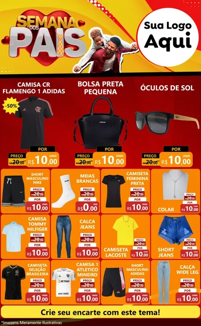 Modelo de Encarte para Encarte Grande com o tema Semana Dos Pais para Roupas e acessórios