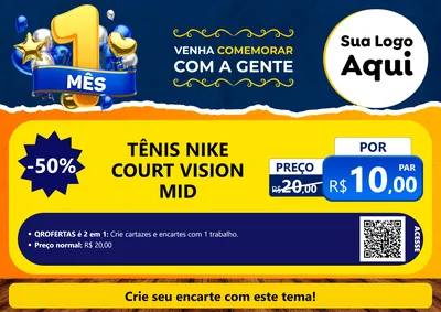 Modelo de Cartaz para Cartaz A4 Horizontal com o tema Um Mês de Aniversário para Calçados
