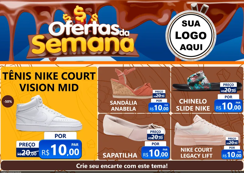Modelo de Encarte para Encarte A4 Horizontal com o tema Ofertas da Semana - Páscoa para Calçados