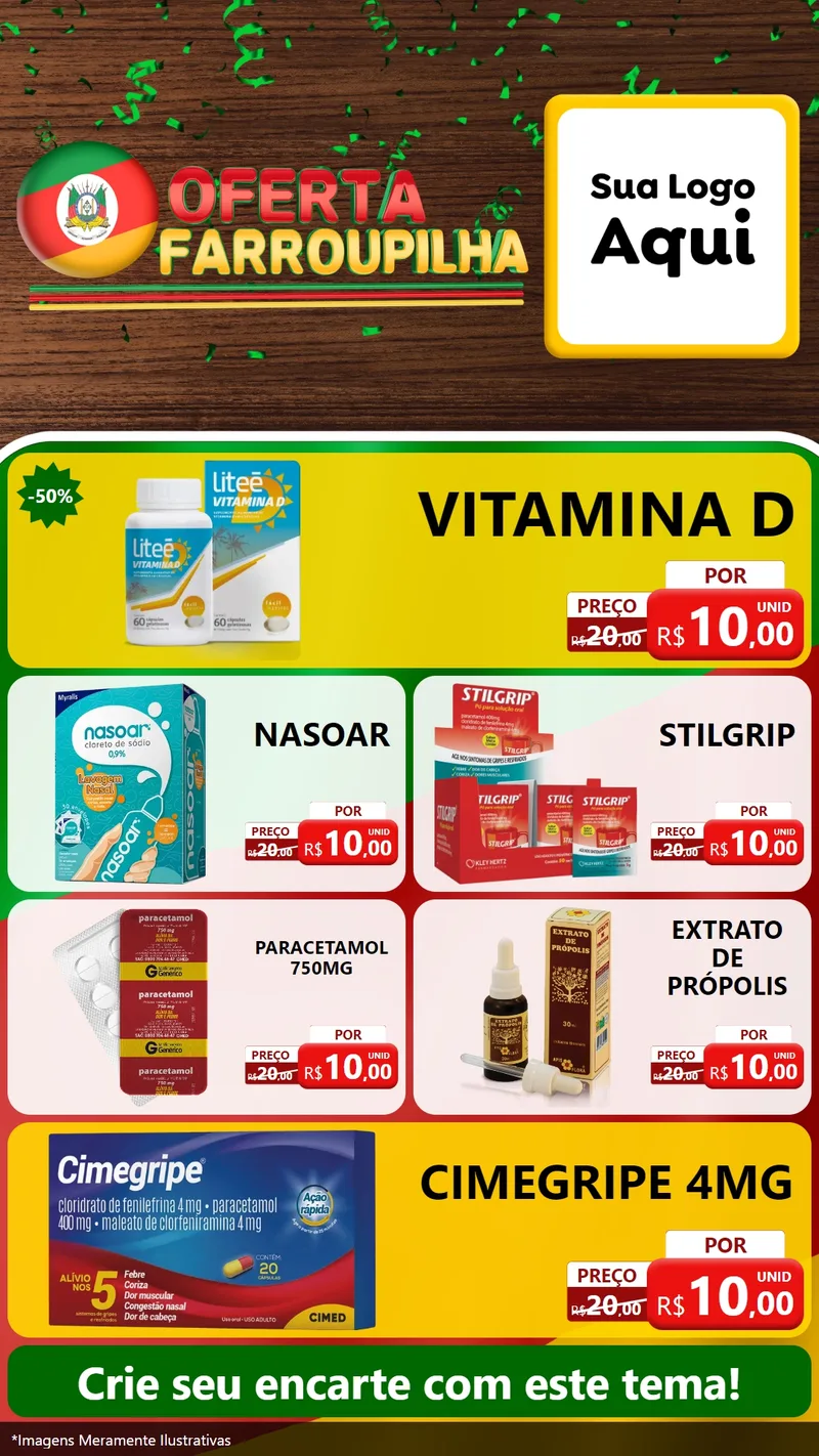 Modelo de TV para TV Vertical com o tema Oferta Farroupilha para Farmácia