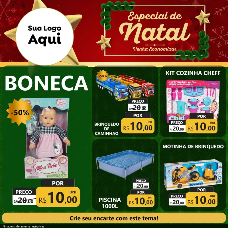 Modelo de Rede Social para Feed Facebook com o tema Especial de Natal para Brinquedos