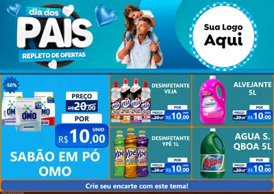 Modelo de Encarte para Encarte A4 Horizontal com o tema Dia Dos Pais Repleto de Ofertas para Produtos de Limpeza