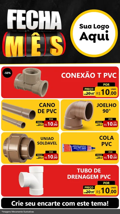 Modelo de TV para TV Vertical com o tema Fecha Mês para Tubos e conexões