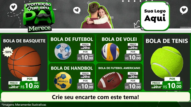 Modelo de TV para TV Horizontal com o tema Promoção Que seu Pai Merece para Artigos Esportivos