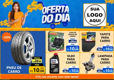 Modelo de Encarte para Encarte A4 Horizontal com o tema Oferta do Dia para Auto peças