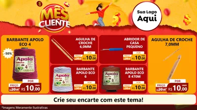 Modelo de TV para TV Horizontal com o tema Mês do Cliente para Armarinho e Aviamentos