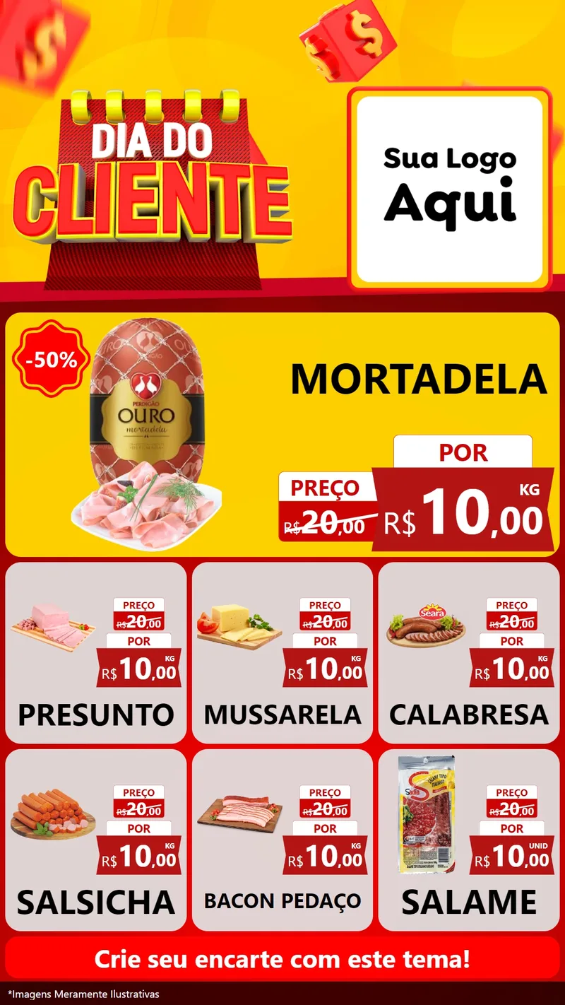 Modelo de Rede Social para Stories com o tema Dia do Cliente para Frios e Laticínios