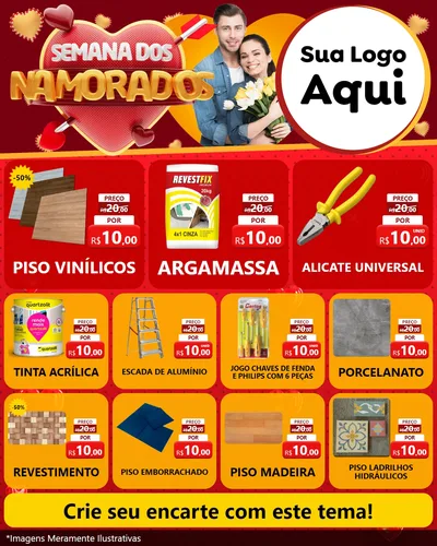 Modelo de Rede Social para Feed Instagram com o tema Semana dos Namorados para Material para Construção
