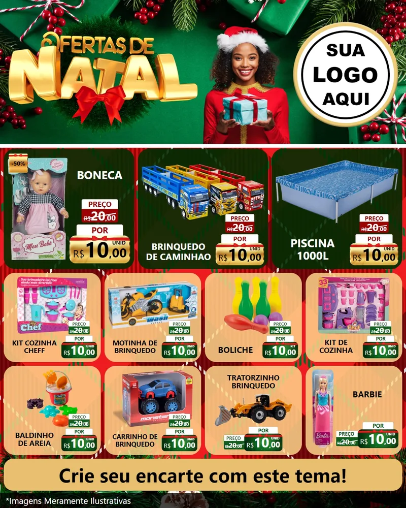 Modelo de Rede Social para Feed Instagram com o tema Ofertas de Natal para Brinquedos