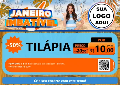 Modelo de Cartaz para Cartaz A4 Horizontal com o tema Janeiro Imbatível para Peixaria