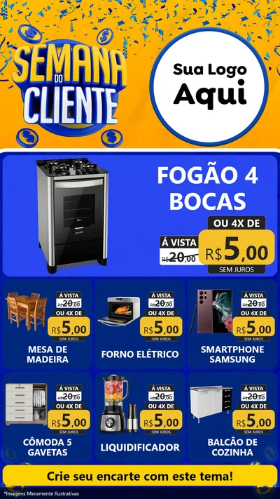 Modelo de Rede Social para Stories com o tema Semana do Cliente para Móveis e Eletro