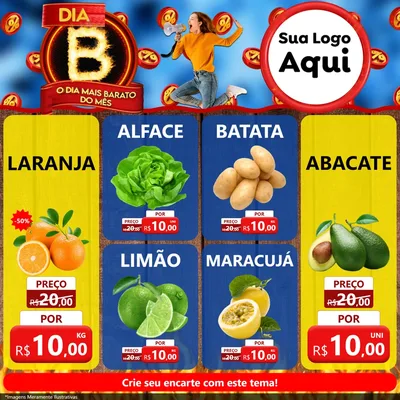 Modelo de Rede Social para Feed Facebook com o tema Dia B - O Dia Mais Barato Do Mês para Hortifrúti