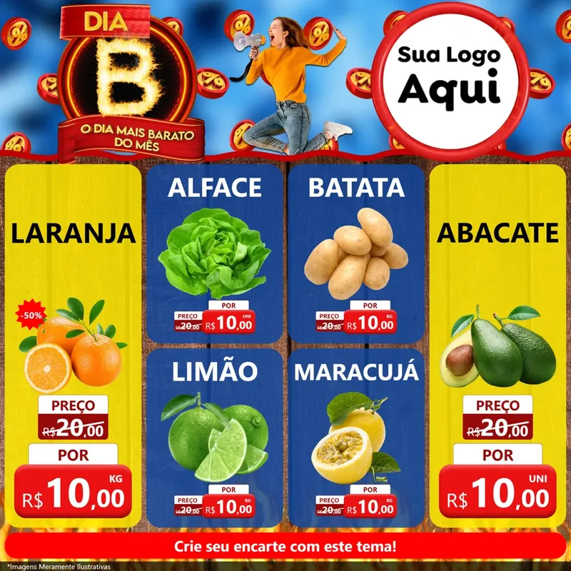 Modelo de Rede Social para Feed Facebook com o tema Dia B - O Dia Mais Barato Do Mês para Hortifrúti