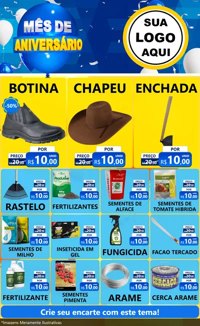 Modelo de Encarte para Encarte Grande com o tema Mês de Aniversário para Agropecuária