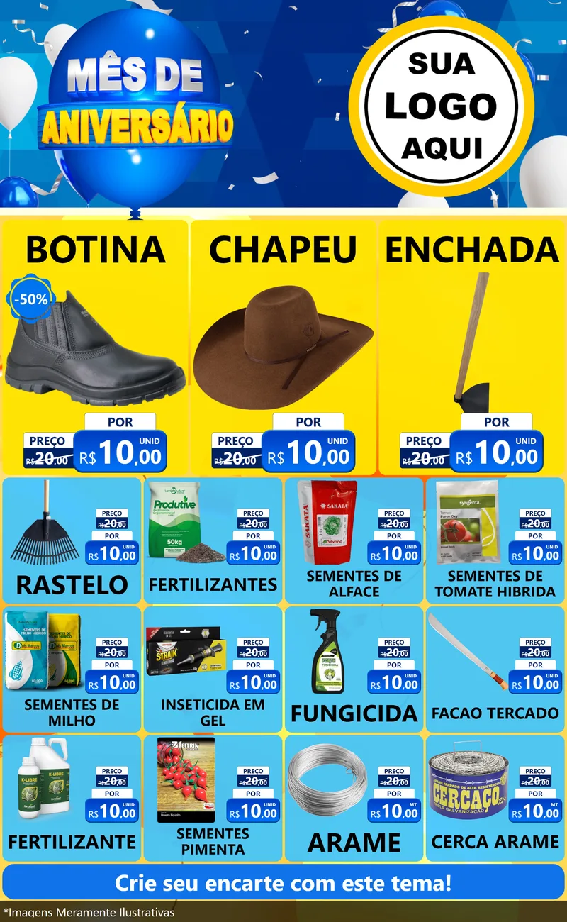 Modelo de Encarte para Encarte Grande com o tema Mês de Aniversário para Agropecuária