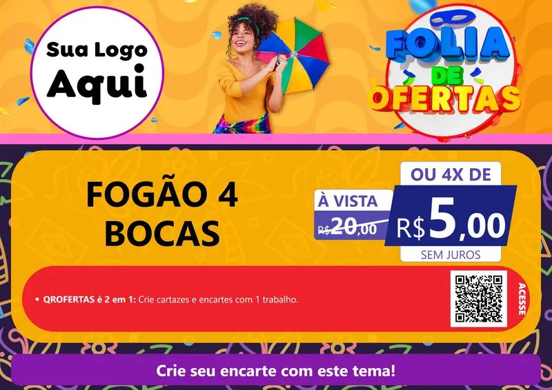 Modelo de Cartaz para Cartaz A4 Horizontal com o tema Folia de Ofertas para Móveis e Eletro