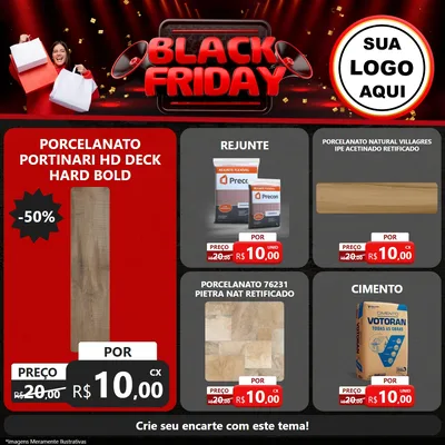 Modelo de Rede Social para Feed Facebook com o tema Black Friday para Pisos e revestimentos