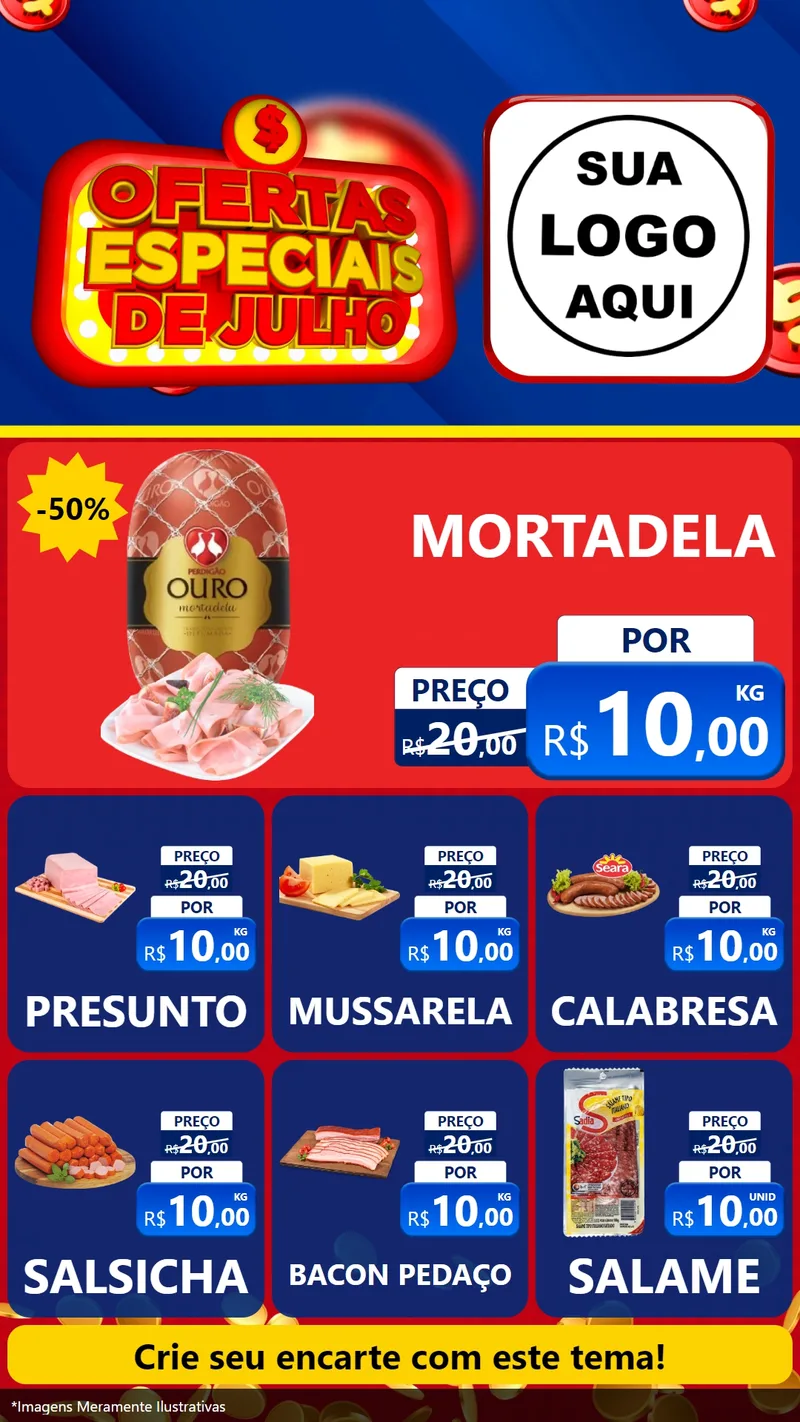 Modelo de Rede Social para Stories com o tema Ofertas Especiais de Julho para Frios e Laticínios