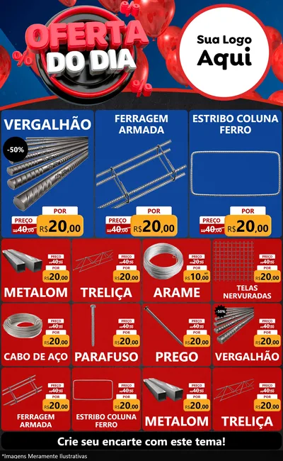 Modelo de Encarte para Encarte Grande com o tema Oferta do Dia para Ferragens