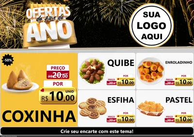 Modelo de Encarte para Encarte A4 Horizontal com o tema Ofertas de Fim de Ano para Salgadaria