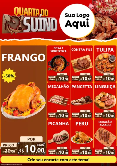 Modelo de Encarte para Encarte A4 Vertical com o tema Quarta do Suíno para Assados